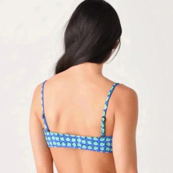 Solid & Striped The Roux Bikini Top Cobalt Blue Polka Dot - Picture 3 of 10
